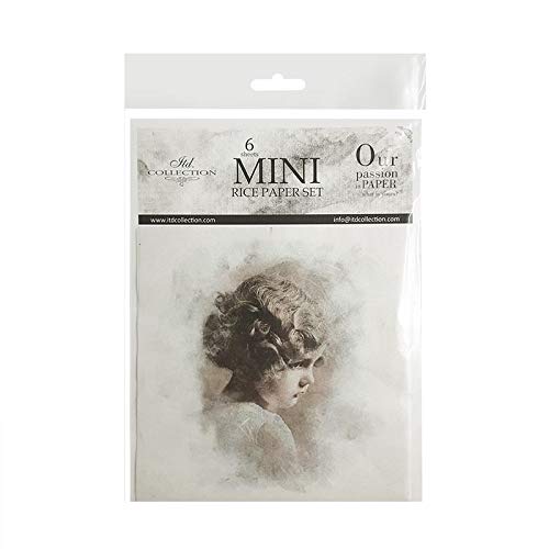 ITD Collection - Mini Reispapier Kreatives Set 14,8 x 14,8 cm (6 Blätter), Decoupage Reispapiere für Basteln, Papier zum Dekoration, Mehrfarbig (RSM016) von ITD Collection