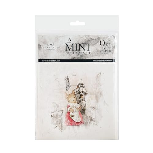 ITD Collection - Mini Reispapier Kreatives Set 14,8 x 14,8 cm (6 Blätter), Decoupage Reispapiere für Basteln, Papier zum Dekoration, Mehrfarbig (RSM029) von ITD Collection