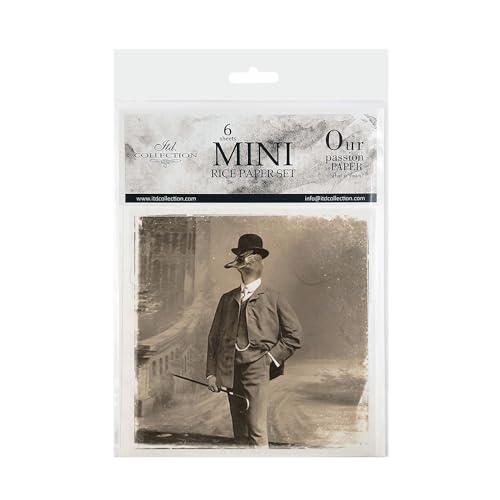 ITD Collection - Mini Reispapier Kreatives Set 14,8 x 14,8 cm (6 Blätter), Decoupage Reispapiere für Basteln, Papier zum Dekoration, Mehrfarbig (RSM033) von ITD Collection