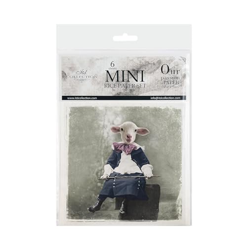 ITD Collection - Mini Reispapier Kreatives Set 14,8 x 14,8 cm (6 Blätter), Decoupage Reispapiere für Basteln, Papier zum Dekoration, Mehrfarbig (RSM034) von ITD Collection