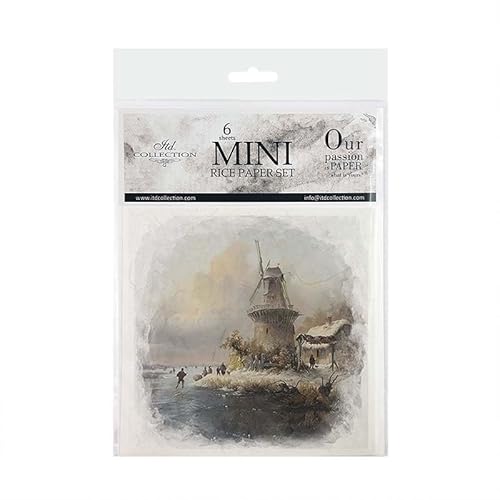ITD Collection Mini Scrapbook Reispapier Kreatives Set 14,8 x 14,8 cm (6 Blätter) Decoupage Reispapiere für Scrapbooking und Basteln - Mehrfarbig - RSM089 von ITD Collection