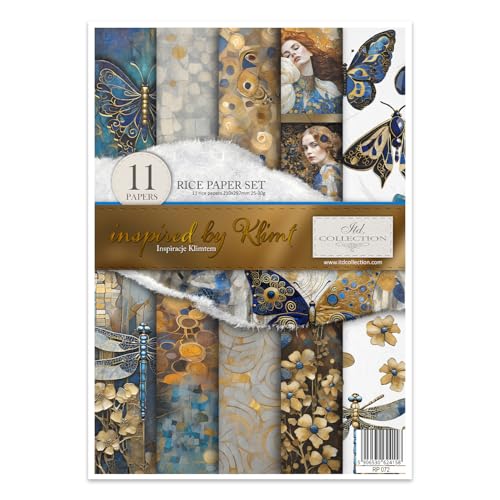 ITD Collection - Reispapier Decopatch - Decoupage Papier - Motivpapier für Serviettentechnik - Rice Paper Sheets - A4 29,7 x 21 cm - Inspired by Klimt - RP-072 von ITD Collection