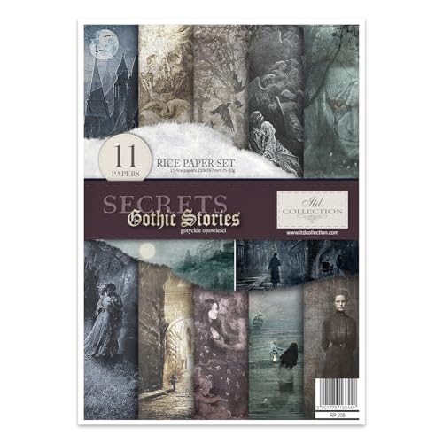 ITD Collection - Decoupage Papier A4 - Decopatch Papier 29,7 x 21 cm - Scrapbooking - Dekorpapier für DIY Alben Bullet Journals (Secrets Gothic Stories, RP008) von ITD Collection