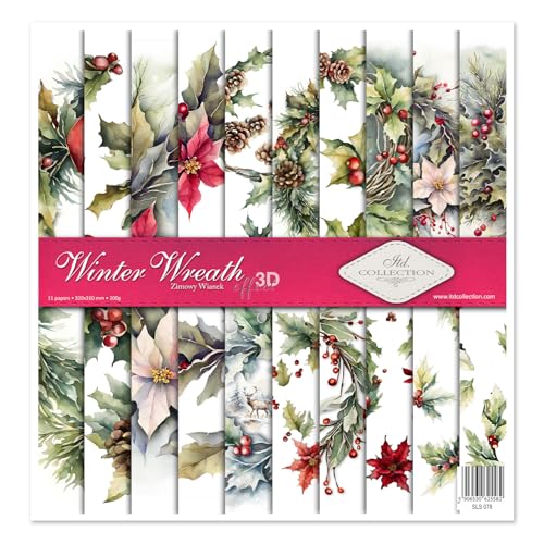 ITD Collection - Scrapbook Papier - Scrapbooking Set - Motivpapier zum Basteln - Dekorpapier 12x12 inches - 310 x 310 mm - 10 Blatt + 1 – Winter Wreath - SLS-078 ITD Collection - Scrapbook Papier - Scrapbooking Set - Motivpapier zum Basteln - Dekorpapier 12x12 inches - 310 x 310 mm - 10 Blatt + 1 – Winter Wreath - SLS-078 von ITD Collection