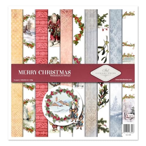 ITD Collection - Scrapbook Papier - Scrapbooking Set - Motivpapier zum Basteln - Dekorpapier 12x12 inches - 310 x 310 mm - 10 Blatt + 1 – Merry Christmas - SLS-066 von ITD Collection