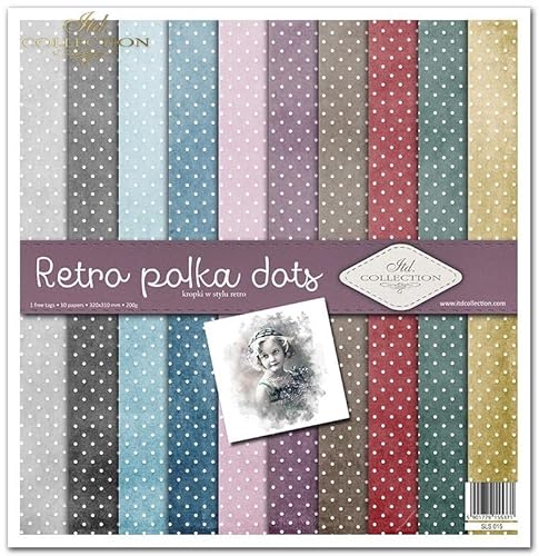 ITD Collection - Scrapbook Papier - Scrapbooking Set - Motivpapier zum Basteln - Dekorpapier 12x12 inches - 310 x 310 mm - 10 Blatt + 1 – Retro polka dots - SLS-015 von ITD Collection