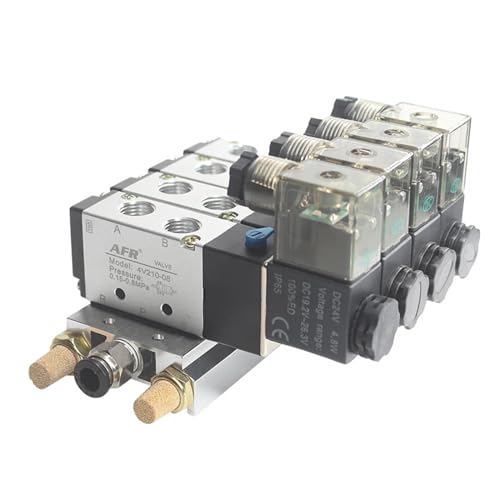 4V110-06 M5 DC24V 12V 2-Positionen-5-Wege-Vier-Positionen-Magnetventil Aluminiumbasis Zubehör Schalldämpferset 3 4 5 Stationen AC220V AC110V(Ac110v 8 in 8 Out) von ITFOWIYD