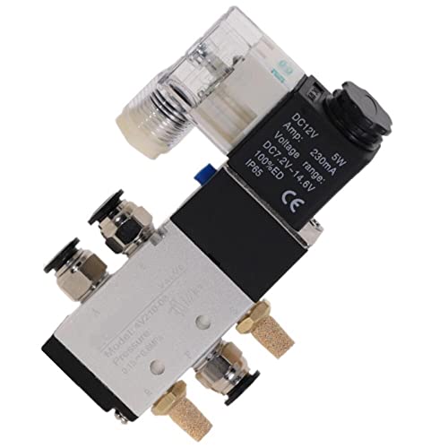 ITFOWIYD Pneumatisches elektrisches Magnetventil, 5-Wege-2-Positions-Steuerung, Luft-Gas-Magnetventil 4V210-08, 12 V, 24 V, 220 V, Spulenspannung, 1 Stück(4v210-08 W Pc8-02,AC220V) von ITFOWIYD