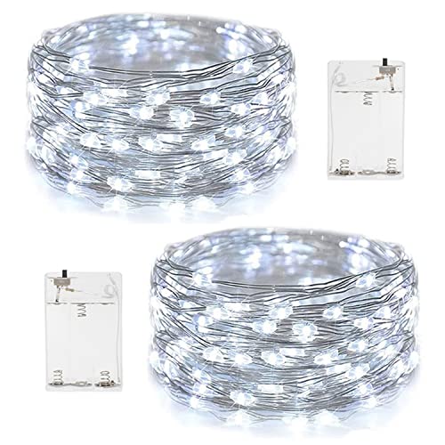 ITICdecor 5M 50LED Kupferdraht Batterie Lichterkette für Party, Garten, Weihnacht,Halloween, Hochzeit, Beleuchtung Dekor (50LED 2 Stück, Kaltes Weiß) von ITICdecor