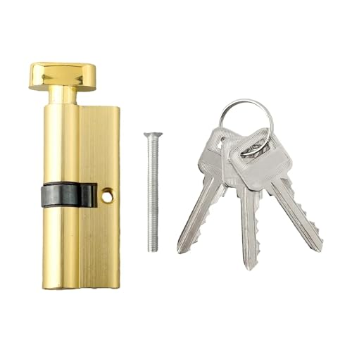 1 Satz Türschlosszylinder – Diebstahlsichere Aluminium-Schließzylinder for die Sicherheit zu Hause mit 3 Messingschlüsseln(Gold) von ITITI