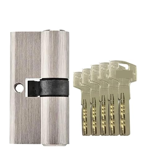 1 Satz vorgespannter Schließzylinder aus Messing – Ersatzteile for die Diebstahlsicherung von Türschlössern mit 3 Schlüsseln, 60–90 mm Länge, gebürstetes Messing-Finish(70=35+35) von ITITI