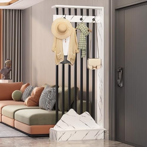 ITITI 1 Satz Raumteiler aus Holz mit Ablageregal und Kleiderhaken, for das Home Office und als dekoratives Display(Texture+Black,26.7x9.8x79.5in) von ITITI