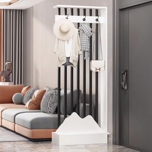 ITITI 1 Satz Raumteiler aus Holz mit Ablageregal und Kleiderhaken, for das Home Office und als dekoratives Display(White+Black,42.5x9.8x79.5in) von ITITI