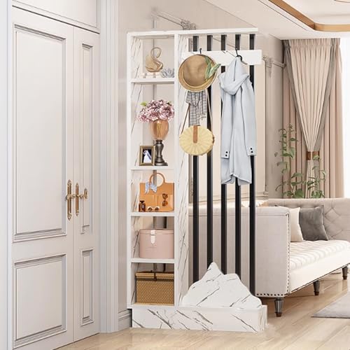 ITITI 1 Set dekorativer Raumteiler aus Teakholz mit Garderobe – stilvoller freistehender Sichtschutz for die Inneneinrichtung(W Texture+Black,31.4x9.4x79.5in) von ITITI