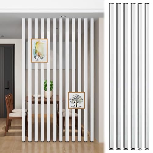 ITITI 6er-Pack Raumteiler aus Holz – Sichtschutzwände vom Boden bis zur Decke for Zuhause und Büro, kein Bohren erforderlich, verstellbare Füße(White,80cm) von ITITI