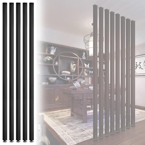 ITITI Höhenverstellbarer Raumteiler aus Holzlamellen – Moderne Sichtschutzwand for Home Office und Raumtrennung(5PCS 210cm) von ITITI