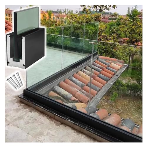Robuste Aluminium-Glas-Poolzaun-Balustraden-Geländerpfostenklemme for den Innen- und Außenbereich – einfache Installation, mehrere Größen(Black,L 0.8M/31.5 Inch) von ITITI