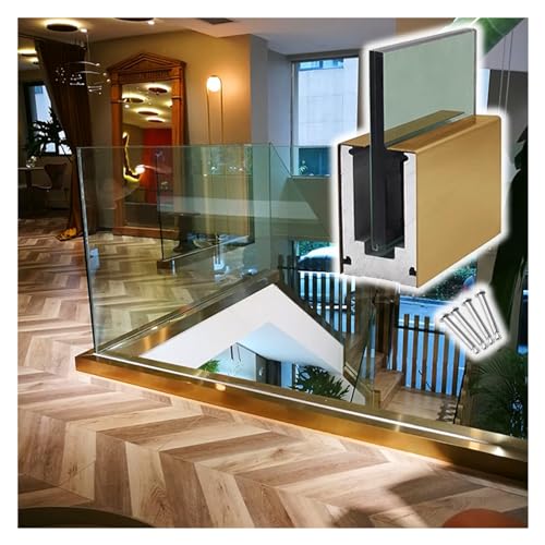 Robuste Aluminium-Glas-Poolzaun-Balustraden-Geländerpfostenklemme for den Innen- und Außenbereich – einfache Installation, mehrere Größen(Gold,L 0.8M/31.5 Inch) von ITITI