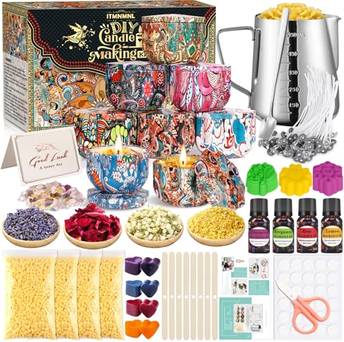 ITMNMNL DIY Kerzen Set - Kerzenherstellung Mit 480g Bienenwachs, 8 Kerzendosen, Duftöl, Farbblöcken - Duftkerzen Selber Machen ITMNMNL DIY Kerzen Set - Kerzenherstellung Mit 480g Bienenwachs, 8 Kerzendosen, Duftöl, Farbblöcken - Duftkerzen Selber Machen von ITMNMNL