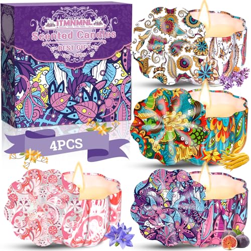 ITMNMNL Duftkerze 4 Pack Duftkerzen Set 3 OZ Duftkerzen Geschenkset,Scented Candle,Sojawachs Kerzen Set für Damen,Scented Candle Set,Duftkerze Set Kerzen Geschenkset für Weihnachten,Muttertag von ITMNMNL