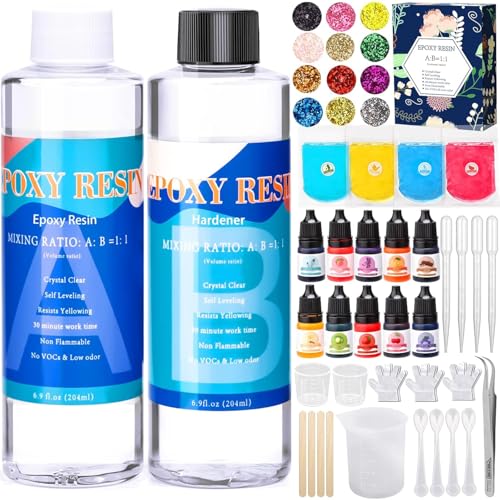ITMNMNL Epoxidharz Set Anfänger Harz Gießen Set,Verhältnis Epoxy Resin Glasklar, Kristallklares Epoxy Gießharz mit Epoxidharz,Farben,Glitzer ITMNMNL Epoxidharz Set Anfänger Harz Gießen Set,Verhältnis Epoxy Resin Glasklar, Kristallklares Epoxy Gießharz mit Epoxidharz,Farben,Glitzer von ITMNMNL