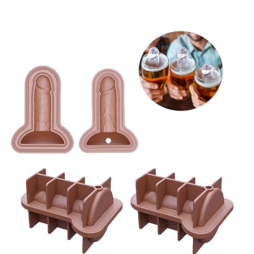 2er Eiswürfelform Penis Schokoladenformen Silikon Form BPA-frei Eiswürfel 3D Backform mit Deckel Eiswürfelschale Lustig Süßigkeitenform Flexible Eiswürfelbehälter für Cocktail Schokolade Braun von ITODA