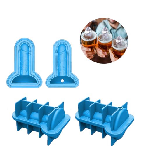 2er Eiswürfelform Penis Schokoladenformen Silikon Form BPA-frei Eiswürfel 3D Backform mit Deckel Eiswürfelschale Lustig Süßigkeitenform Flexible Eiswürfelbehälter für Cocktail Schokolade Blau von ITODA