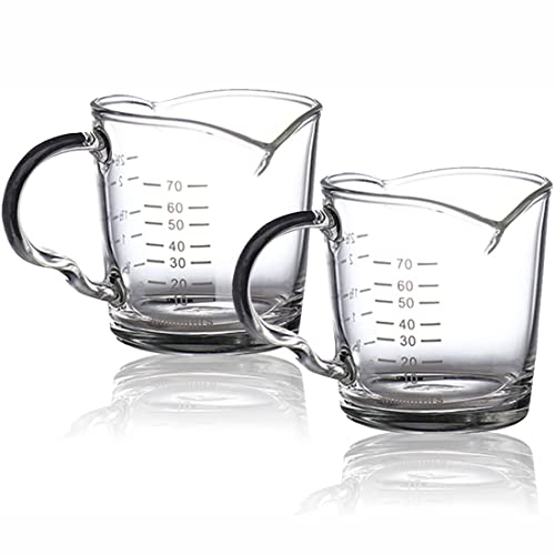 2er Glas Kaffee Messglas 70ML Espressoglas mit Doppelauslauf Messbecher Espresso Kaffeeglass mit Griff Shotglas Hitzebeständig Milchbecher Messen Kaffeebecher Glasmessbecher Barista Barkeeper 2er Glas Kaffee Messglas 70ML Espressoglas mit Doppelauslauf Messbecher Espresso Kaffeeglass mit Griff Shotglas Hitzebeständig Milchbecher Messen Kaffeebecher Glasmessbecher Barista Barkeeper von ITODA
