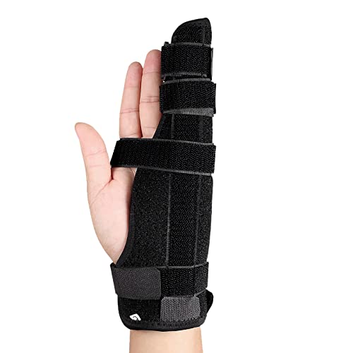 ITODA Fingerschiene Rechts Links Fingerstütze Ergonomische Daumenbandage Kleiner Finger Ringfinger Verstellbare Fingerorthese Atmungsaktive Fingerunterstützung für Arthritis & Gebrochene von ITODA