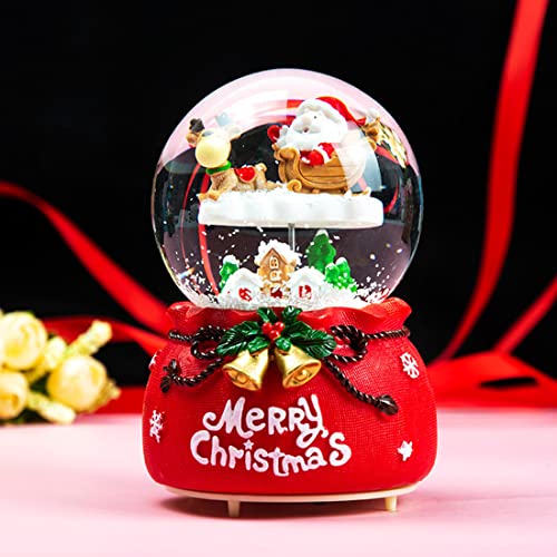 ITODA Schneekugel Weihnachtsmann Deko Schüttelkugel Musik Kristallkugel mit Schneeflocken Nachtlicht Glaskugel Weihnachtlich Glimmerkugel Tisch Kiderzimmer Weihnachtsdeko Geschenk für Weihnachten von ITODA