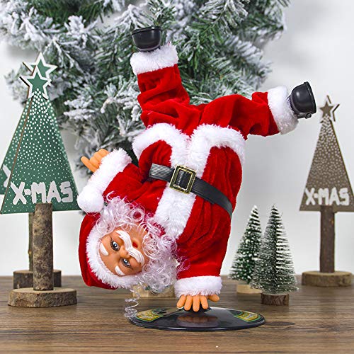 ITODA Weihnachtsmann Deko mit Musik Weihnachtsfigur Drehbar Weihnachtsmannfigur Singend Tanzend Nikolausfigur Klein Weihnachtsdeko Santa Claus Dekofigur Rot Weihnachten Deko Tisch Wohnzimmer Geschenk von ITODA