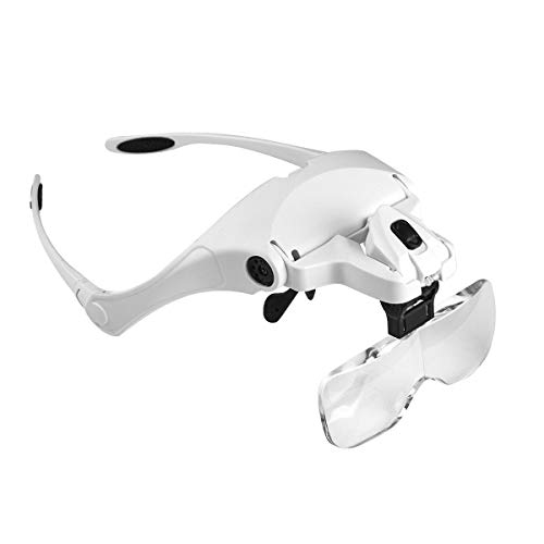 Lupenbrille LED Kopflupe mit Licht Brillenlupe Kopfband Lupe für Brillenträger Stirnlupe 1x 1.5x 2x 2.5x 3.5x Vergrößerungsbrille Beleuchtung Leselupe Sehhilfe für Juwelier Handwerk Zahnarzt von ITODA