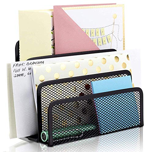 Schreibtisch Organisation Zeitschriftensammler Metall Stehsammler Buchstütze Briefhalter mit 3 Fächern Zeitschriftenständer Buchständer für Arbeitzimmer Büro Wohnzimmer Arbeitsplatz von ITODA