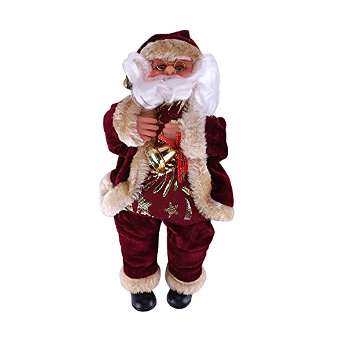 Weihnachten Deko Figur Weihnachtsmann mit Glocken Weihnachtsmannfigur Sitzend Nikolausfigur Santa Claus Winterdeko Klein Tischdeko Weihnachtsmänner Xmas Weihnachtsdeko Tisch Zimmer Party Geschenk von ITODA