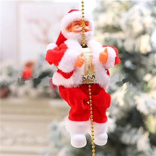 Weihnachtsmann auf Kettenleiter Weihnachtsmannfigur Kletternder Nikolausfigur Hängend Weihnachtsfigur Nikolaus Weihnachtsdeko Figur Klein Weihnachten Deko für Weihnachtsbaum Innen Geschenk Weiß von ITODA