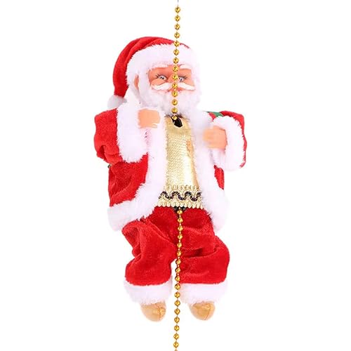 Weihnachtsmann auf Kletterperlen Weihnachtsfigur Kletternder Weihnachtsmannfigur mit Musik Weihnachten Deko Hängend Nikolaus Weihnachtsdeko Figur Santa Claus Nikolausfigur für Innen Fenster Baum von ITODA