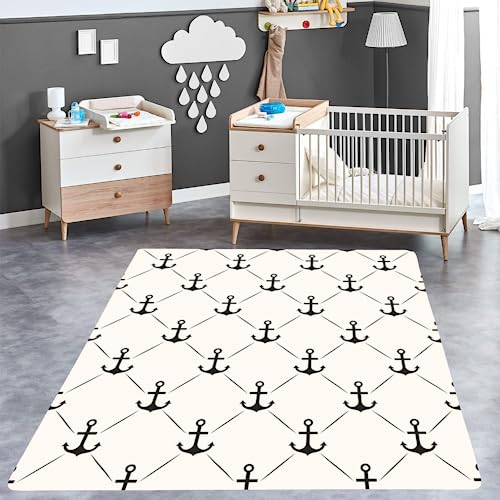 ITOMEN Anker Teppich Kinderteppich Modern 3D Ozean Teppich Kinderzimmer Kurzflor Teppiche rutschfeste Spielteppiche für Schlafzimmer Wohnzimmer Zimmer 60x90 cm von ITOMEN