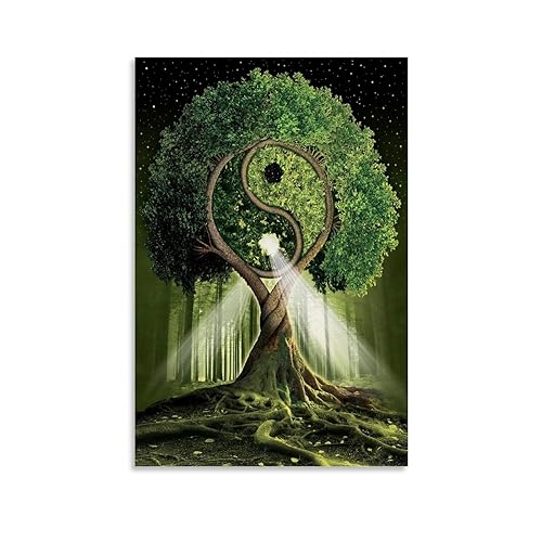 Plant Happy Spring Yin And Yang Tree Classic Painting Abstract Poster Dekorative Malerei Leinwand Wandkunst Wohnzimmer Poster Schlafzimmer Malerei, Leinwand Kunst Poster Und Wandkunst Bilddruck Modern von ITOMEN