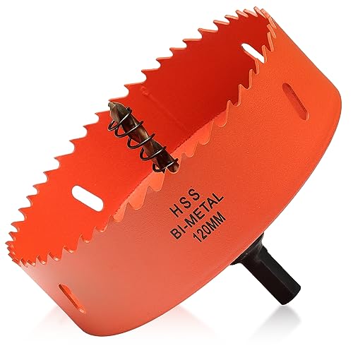 Bi-Metall Lochsäge120mm, Lochbohrer für Holz und Metall, Bi-Metall Rund Bohrkrone mit 35mm Schnitttiefe für Stahl, Gusseisen, Aluminium, Trockenbau, Sperrholz und Acryl Bi-Metall Lochsäge120mm, Lochbohrer für Holz und Metall, Bi-Metall Rund Bohrkrone mit 35mm Schnitttiefe für Stahl, Gusseisen, Aluminium, Trockenbau, Sperrholz und Acryl von ITOOLFIRM