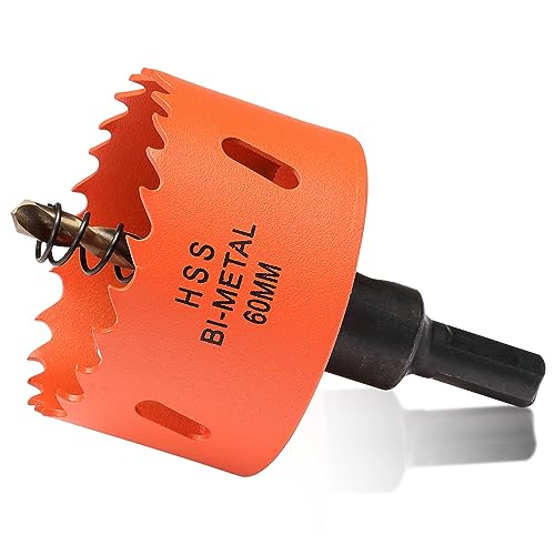 Bi-Metall Lochsäge 60mm, Lochbohrer für Holz und Metall, Bi-Metall Rund Bohrkrone mit 35mm Schnitttiefe für Stahl, Gusseisen, Aluminium, Trockenbau, Sperrholz und Acryl Bi-Metall Lochsäge 60mm, Lochbohrer für Holz und Metall, Bi-Metall Rund Bohrkrone mit 35mm Schnitttiefe für Stahl, Gusseisen, Aluminium, Trockenbau, Sperrholz und Acryl von ITOOLFIRM