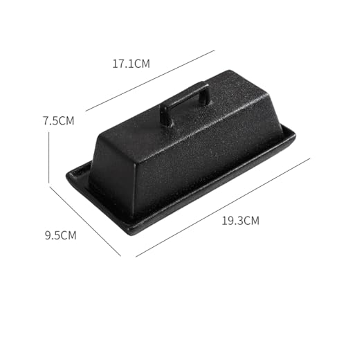 Butterdose Butterdose aus Keramik mit Deckel, dekorativer Aufbewahrungshalter for Butterstangen, Teller-Organizer mit Griff, mikrowellengeeignet, spülmaschinenfest(Matte black) von ITRHJTGP