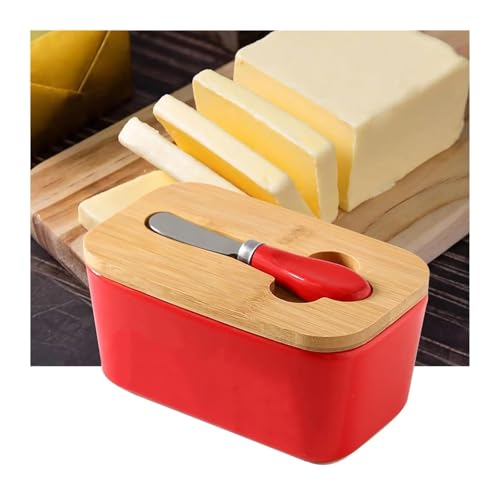 Butterdose Käsebutter-Aufbewahrungsbox, Käsebox, Mehrzweck-Konservierungsbox, Keramik-Butterdose(Red) von ITRHJTGP