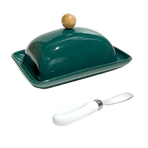 Butterdose Leichte Luxus-Käse-Aufbewahrungsbox for Butter, Frischhaltebox mit Deckel, Butterdose, Mehrzweck-Organizer Zuhause und die Küche(Dark green) von ITRHJTGP