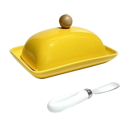 Butterdose Leichte Luxus-Käse-Aufbewahrungsbox for Butter, Frischhaltebox mit Deckel, Butterdose, Mehrzweck-Organizer Zuhause und die Küche(Yellow) von ITRHJTGP