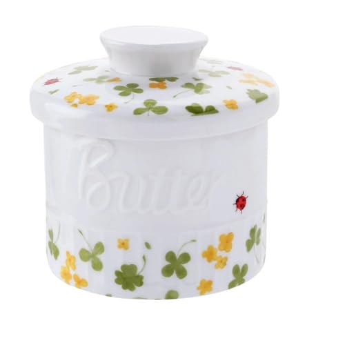 Butterdose Pastorale Keramik Butterdose Butterbehälter Käse Vorratsbehälter Mit Deckel Haushalt Gelb Ölbehälter Butterbecher(Style B) von ITRHJTGP