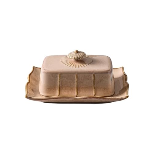 Butterdose Retro-Nostalgie-Emaille mit Deckel, Snacktablett, Geschirr for die Küche zu Hause, Butterdose, Käseaufbewahrungsbox, Käseplatte(Khaki) von ITRHJTGP