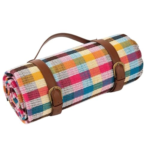ITRHJTGP Picknickdecke 200x200cm Outdoor Picknick Decken Matten Camping Faltbare Pad Decken Mit Leder Griff Wasserdicht Strand Camping Zubehör(Light Grey,150x200cm) von ITRHJTGP