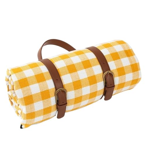 ITRHJTGP Picknickdecke 200x200cm Outdoor Picknick Decken Matten Camping Faltbare Pad Decken Mit Leder Griff Wasserdicht Strand Camping Zubehör(Yellow,150x200cm) von ITRHJTGP