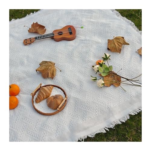 ITRHJTGP Picknickdecke 90–150 cm feuchtigkeitsbeständige, tragbare Matte, Picknickmatte for Outdoor-Camping, Picknick, Strand, Outdoor-Decke – perfekt for Camping(White) von ITRHJTGP