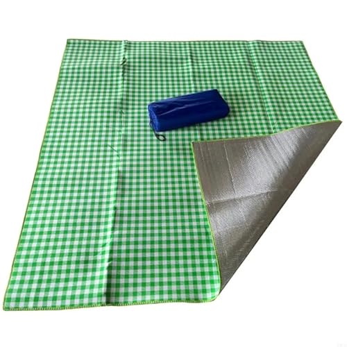 ITRHJTGP Picknickdecke Faltbare, tragbare Decke, praktische Matte, Strandteppich mit Karomuster, for Parkpicknicks, Camping, Reisen, Outdoor-Konzerte(Green) von ITRHJTGP